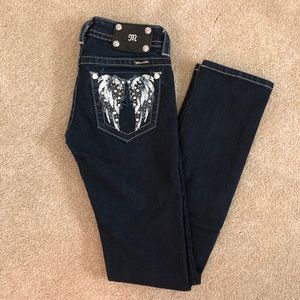 Miss Me angel wings straight leg jeans